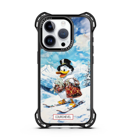Coque sur mesure pour iPhone 16 15 14 pro Max Oncle Picsou SKI Courchevel louis vuitton