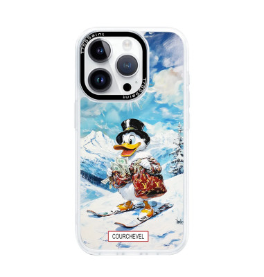 Coque sur mesure pour iPhone 16 15 14 pro Max Oncle Picsou SKI Courchevel louis vuitton