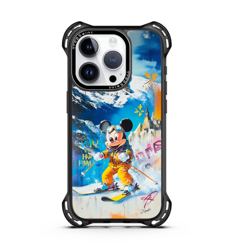 Coque sur mesure pour iPhone 16 15 14 pro Max Mickey Mouse SKI Courchevel louis vuitton