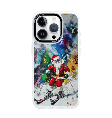 Coque sur mesure pour iPhone 16 15 14 pro Max SANTA SKI Courchevel louis vuitton