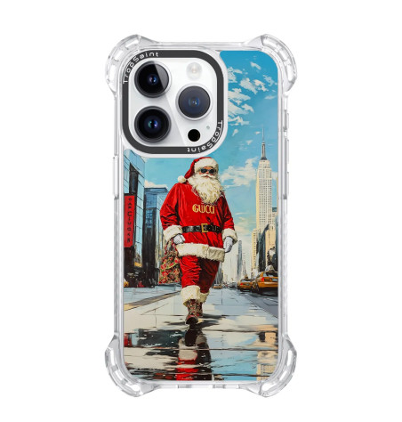 Coque sur mesure pour iPhone 16 15 14 pro Max Père Noël SKI New York Gucci