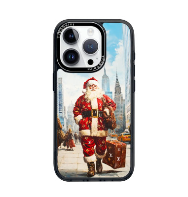 Coque sur mesure pour iPhone 16 15 14 pro Max Père Noël New York Louis Vuitton clothes and bag
