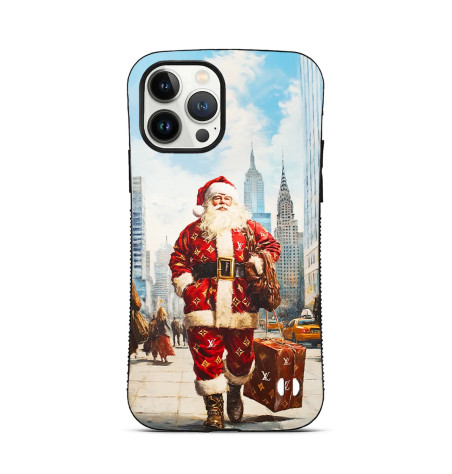 Coque sur mesure pour iPhone 16 15 14 pro Max Père Noël New York Louis Vuitton clothes and bag