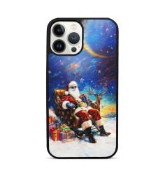 Coque sur mesure pour iPhone 16 15 14 pro Max Père Noël calèche Louis Vuitton et cadeaux de luxe