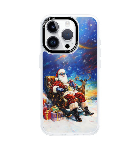 Coque sur mesure pour iPhone 16 15 14 pro Max Père Noël calèche Louis Vuitton et cadeaux de luxe