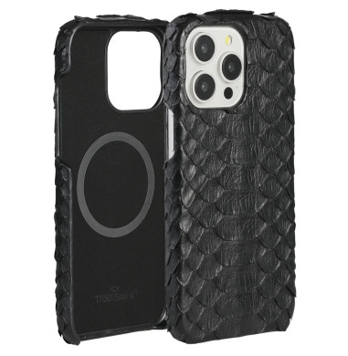 Handmade Black Python Case with MagSafe – Luxury & Protection | Trop Saint