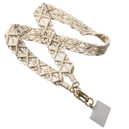 Macramé Phone Chain Beige – Crossbody Strap Lanyard | Trop Saint