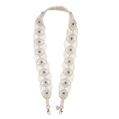 Chaîne téléphone macramé Beige — Perles œil porte-bonheur (Evil Eye) | Trop Saint