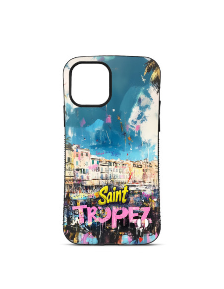 Back Cover Trop Saint for iPhone 14 15 16 17 Pro Max Air Bell Tower Saint Tropez art