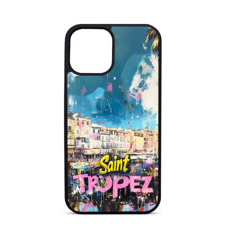 Coque Trop Saint Imprimée Personnalisee pour iPhone 14 15 16 17 Pro Max Air Clocher de Saint Tropez Art