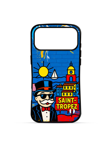 Personalised Case Trop Saint for iPhone 14 15 16 17 Pro Max Air Mr Monopoly in Saint Tropez