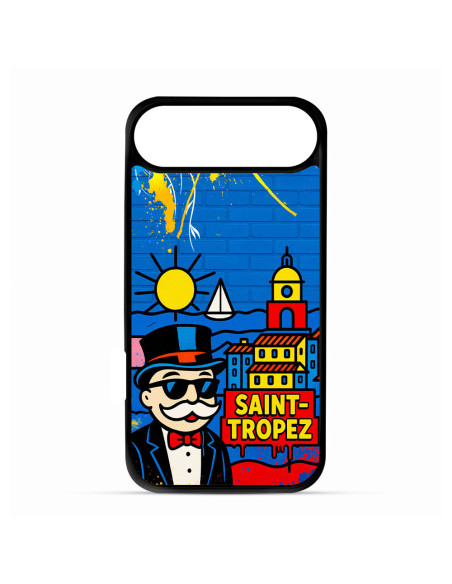 Coque Personnalisée Trop Saint pour iPhone-Mr Monopoly à Saint Tropez