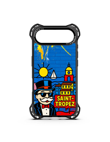 Personalised Case Trop Saint for iPhone 14 15 16 17 Pro Max Air Mr Monopoly in Saint Tropez