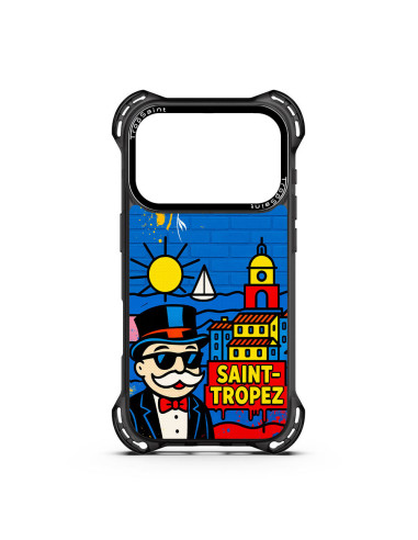 Personalised Case Trop Saint for iPhone 14 15 16 17 Pro Max Air Mr Monopoly in Saint Tropez