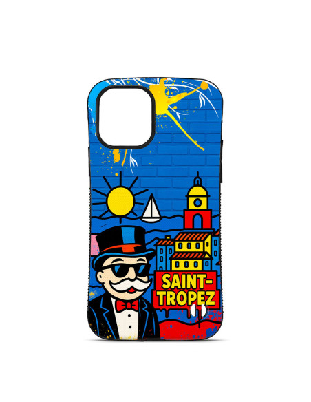 Personalised Case Trop Saint for iPhone 14 15 16 17 Pro Max Air Mr Monopoly in Saint Tropez