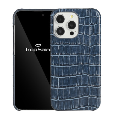 Coque Bleu Cuir Embossé Phone 16 17 pro Max Air | Trop Saint
