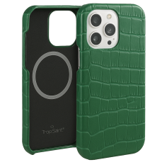 Coque Verte Cuir Embossé Phone 16 17 pro Max Air | Trop Saint