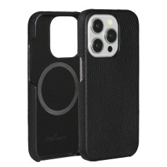 Black Litchi-Grain Leather MagSafe iPhone Case