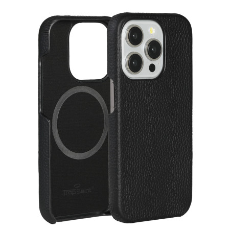 Black Litchi-Grain Leather MagSafe iPhone Case