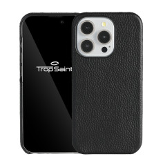 Coque iPhone en cuir grainé noire MagSafe – Style litchi 2