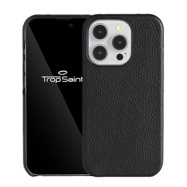 Black Litchi-Grain Leather MagSafe iPhone Case