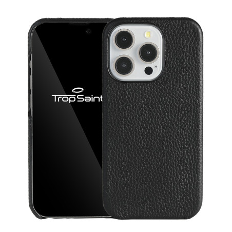 Black Litchi-Grain Leather MagSafe iPhone Case