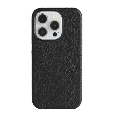 Black Litchi-Grain Leather MagSafe iPhone Case