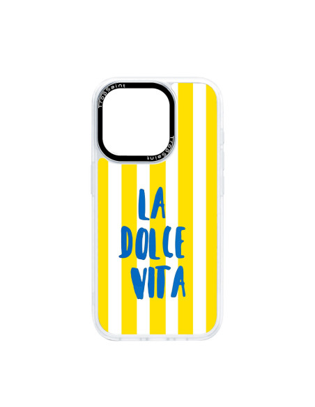 Coque Trop Saint Imprimée pour iPhone 12 13 14 15 16 17 18 Pro Max Air, Dolce Vita Jaune