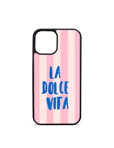 Coque Trop Saint Imprimée pour iPhone 12 13 14 15 16 17 18 Pro Max Air, Dolce Vita Rayures Roses