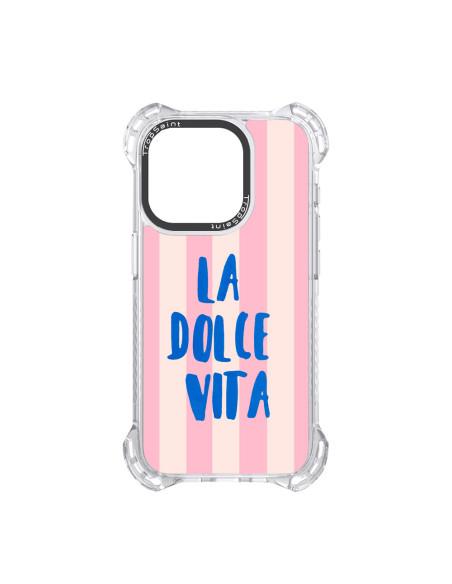 Coque Trop Saint Imprimée pour iPhone 12 13 14 15 16 17 18 Pro Max Air, Dolce Vita Rayures Roses