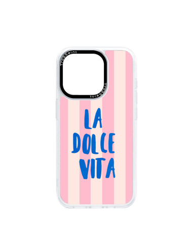 Custom iPhone Case Trop Saint for iPhone 12 13 14 15 16 17 18 Pro Max Air, Dolce Vita Pink Stripes