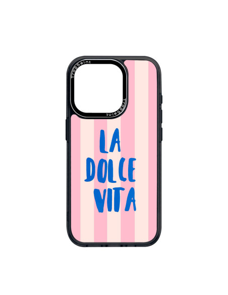 Coque Trop Saint Imprimée pour iPhone 12 13 14 15 16 17 18 Pro Max Air, Dolce Vita Rayures Roses