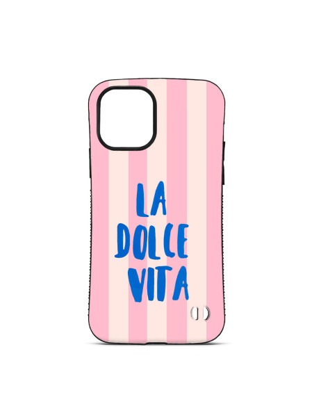 Coque Trop Saint Imprimée pour iPhone 12 13 14 15 16 17 18 Pro Max Air, Dolce Vita Rayures Roses
