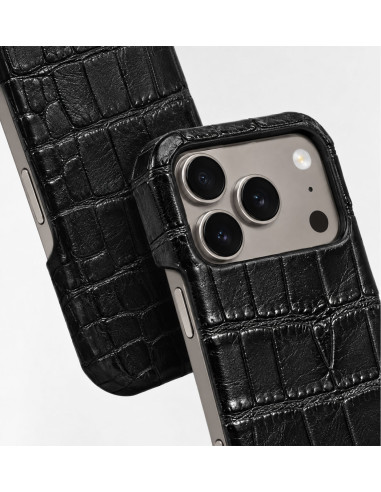 Coque Cuir Crocodile Aligator iPhone 15 16 17 18 Pro Max Himalayan